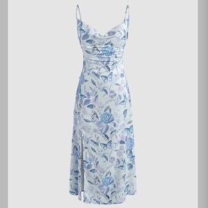 Cider Blue Cowl Neck Midi Dress